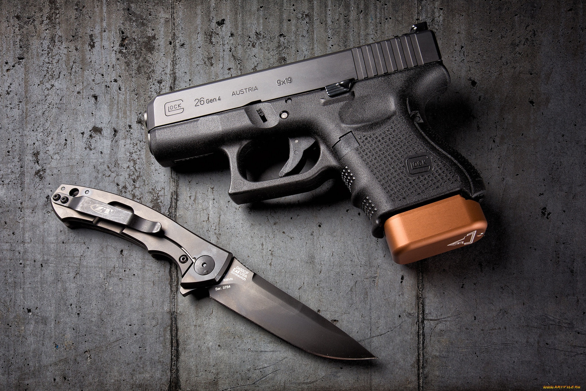 glock 26 and zt knife, , , 